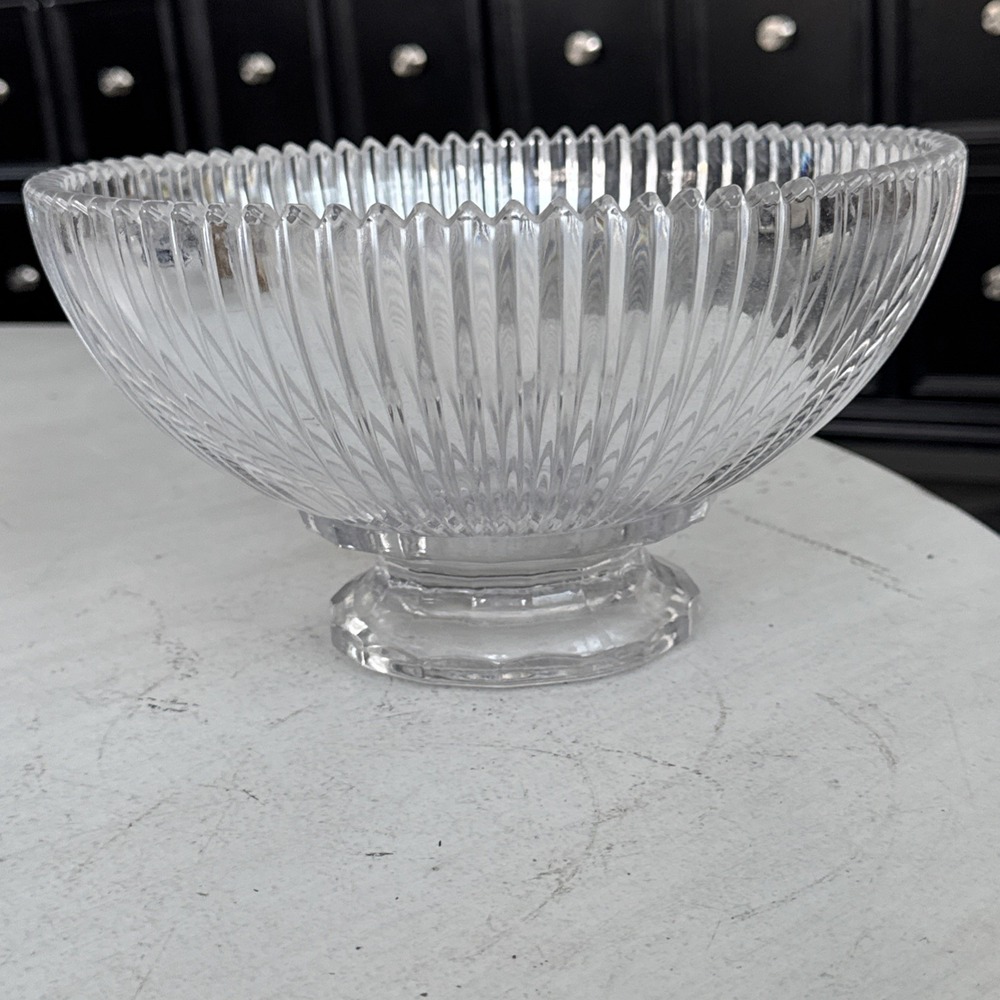 Mikasa Crystal Diamond Fire Ribbed 10" Footed Serving Bowl Vintage 1980's Japan - Picture 2 of 7